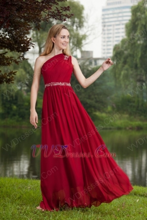 New Arrival Wine Red Prom Dress With One Shoulder Skirt