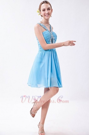 Cute Sky Blue Chiffon Dress To Wear For Sweet 16 Party