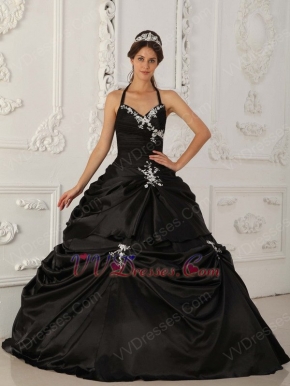 Black Halter Ball Skirt Quinceanera Young Women Wear