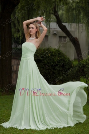 Strapless Apple Green Chiffon Bridal Party Dress Designers List