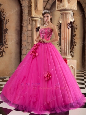 Trimed A-line Skirt Fuchsia Quinceanera Dress For 2014 Wear