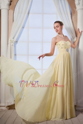 Sweetheart Crystals Empire Moon Yellow Chiffon Prom Dress