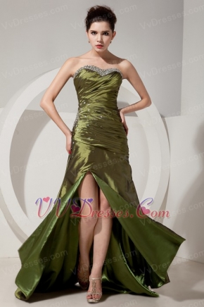 Top Olive Green Side Split Skirt Prom Dress With Jacket Inexpensive