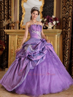 Medium Purple Quinceanera Dress With Applique Emberllishments