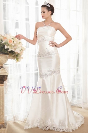 Affordable Best Seller Strapless Mermaid Cream Bridal Dress