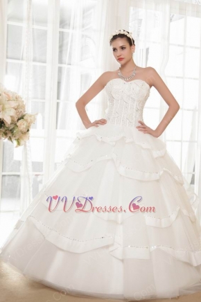 2014 Elegant Cascade Bodice Puffy A-line Ivory Wedding Dress