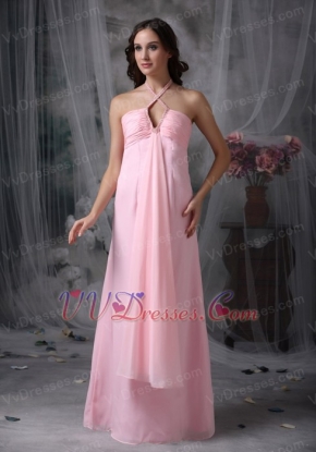 Halter Tied Pink Chiffon Special Occasion Dress Cheap Inexpensive