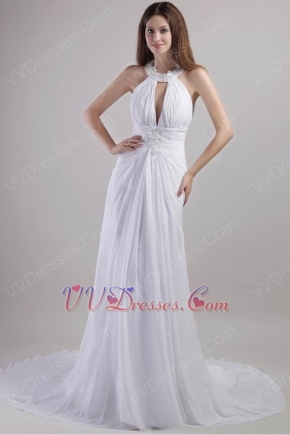 White Halter Backless Formal Occasion Evening Dress