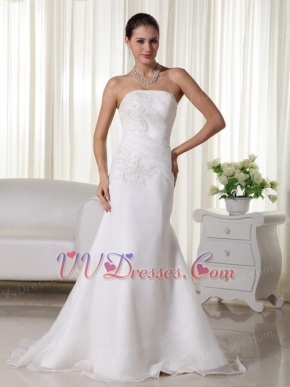 Strapless Organza Handcrafted Wedding Dress Mermaid Skirt Design Low Price