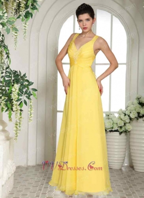 Straps Bright Yellow Floor Length Prom Party Factory Direct Sale