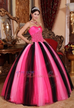 pink and black ball gowns