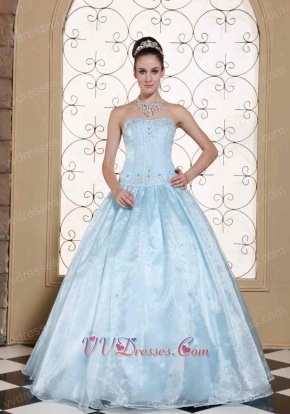 Elegant Light Blue Organza Sunshine Quinceanera Dress Physical Store