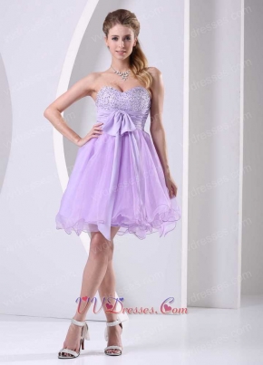 Classical Style Lilac Empire Waist Short Annual General Prom Dress