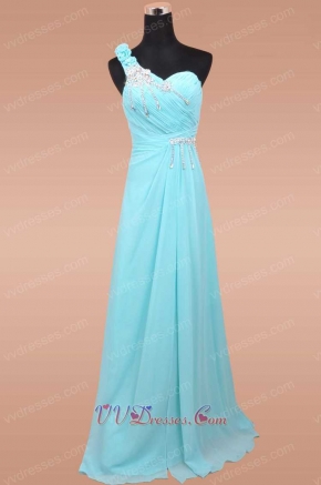 Empire Waist Exclusive Bridal Party Long Dress Aqua Chiffon