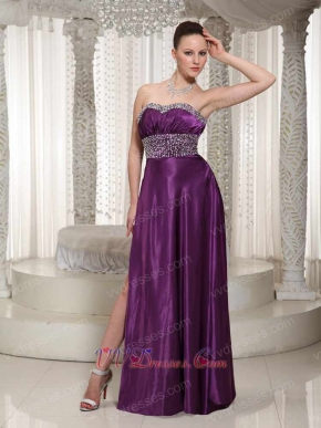 Online Eggplant Purple Prom Dresses Side Slit Long Skirt With Mini Lining