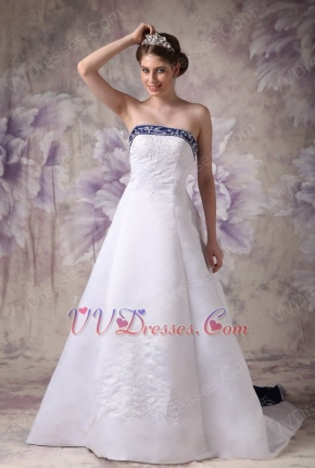 Discount Strapless Embroidery 2014 Wedding Dress With Color