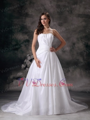 Strapless Sweetheart Puffy Bridal Dress With Chapel Train Low Price