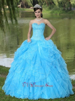 2019 Pretty Quince Thick Ruffles Ball Gown With Fully Beading Bodice