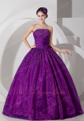 Classical Dark Magenta Sweetheart Puffy Prom Ball Gown