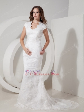Fashionbale Mermaid V-neck Lace Petite Wedding Bridal Gown