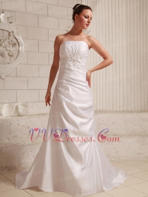 Taffeta Appliques With Beading and Ruch Wedding Dress Gowns Low Price