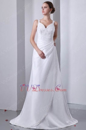 Classical Straps Sweetheart White Wedding Dress With Beading