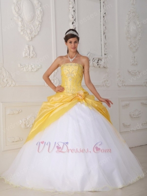 Strapless Beaded A-line Floor Length Daffodil Dress To Quinceanera