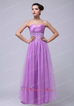 Lilac Beaded Decorate Tulle Skirt For Girl Meeting Wear Hot Sale