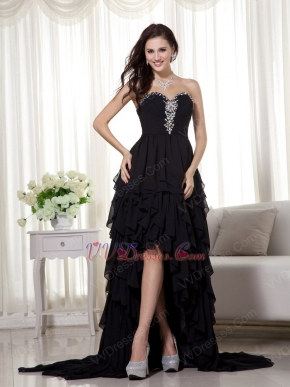 Black High-low Skirt Prom Dress Wear To 2014 Prom Cheap Sale