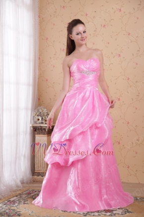 Flaring A-line Floor Length Hot Pink Sweetheart Prom Dress