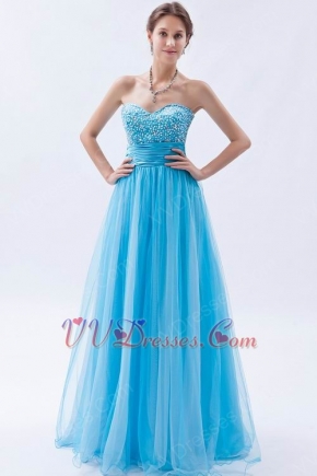 Modest Sweetheart Deep Sky Blue Evening Dress 2014