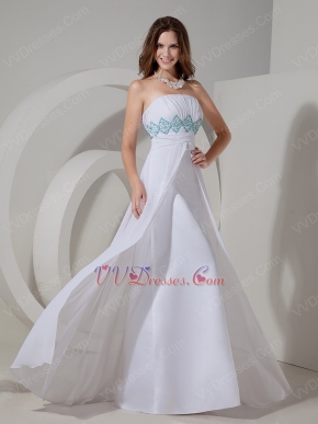 Strapless Empire Waist White Long Chiffon Skirt Prom Dress