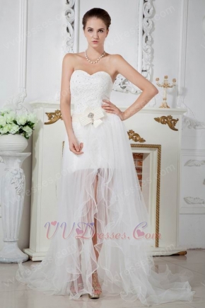 Unique Corset High Low Detachable Skirt Beach Bridal Gowns