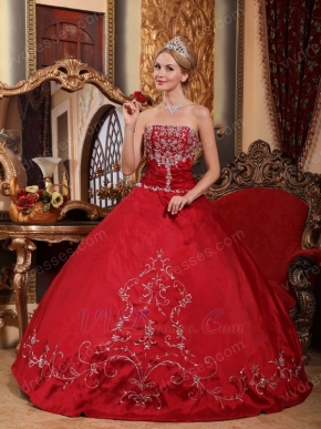 Not Expensive Wine Red Quinceanera Dress With Embroidery