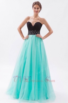 Classic Style Sweetheart Cyan Organza Evening Dress