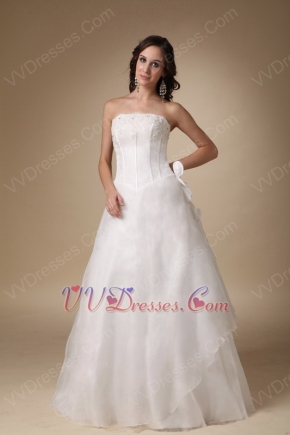 Basque Waist Floor-length White Organza Prom Dress