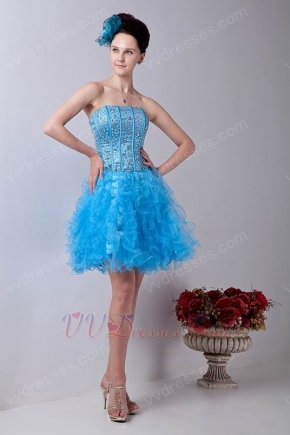 Strapless Crystal Azure Unique Dress For Cocktail Party