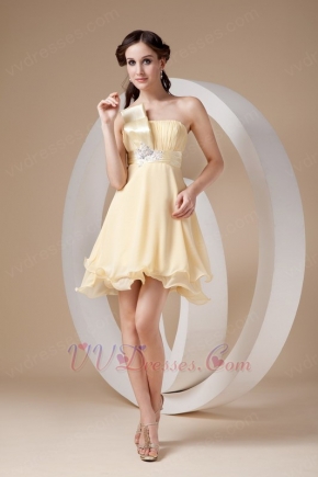 Daffodil Chiffon One Shoulder Neck Bridesmaid Dress
