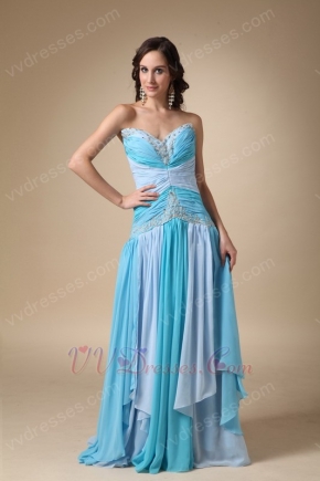 Ombre Contrast Blue Color Sweetheart Prom Dress New Arrival