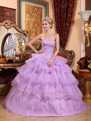 Lilac Cascade Layers Skirt Quinceanera Prom Dress Cute