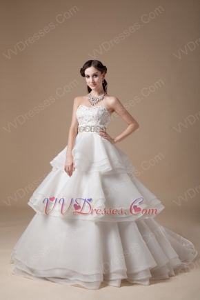Discount Ivory Organza Stain Layers Wedding Dress Manufacturer