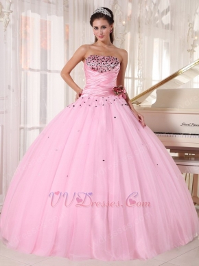 Strapless Baby Pink Quinceanera Dress With Beading