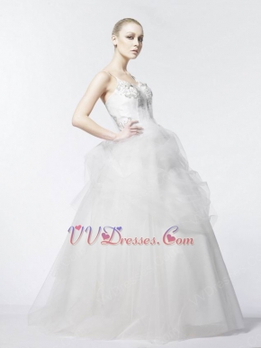 Appliqued Floor-Length Michigan Organza Wedding Dress Cheap