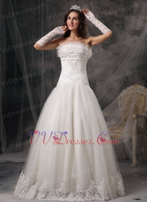 Exquisite Column Embroidery Wedding Dress With Lace Low Price