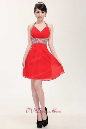 Youthful Halter Short Red Homecoming Dress For High School