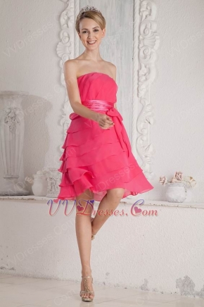 Lovely Strapless Hot Pink Layers Skirt Sweet 16 Party Dress