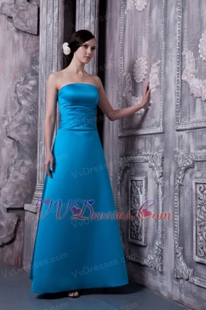 Sky Blue A-line Bridesmaid Dress Strapless Style lovely