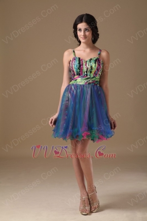 Contrast Color Sweet 16 Party Dress With Straps Skirt