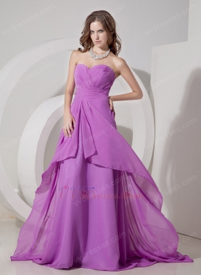 Sweetheart Lilac Chiffon Prom Girl Prom Dress UK