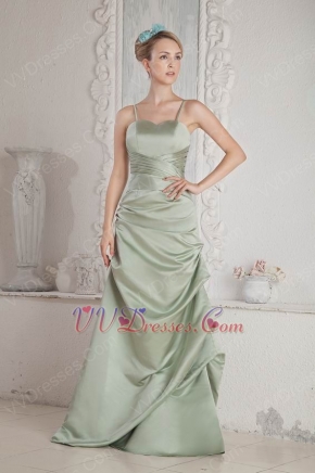 Spaghetti Straps Celadon Greyish-Green Bridal Party Dress Petite